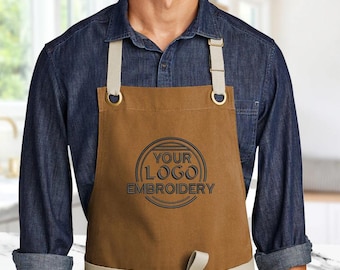 Schort met geborduurd ontwerp, je eigen logo, aangepaste cadeaus voor moeders en vaders, gepersonaliseerd koken verstelbare bijpassende schorten, bakkerscadeau