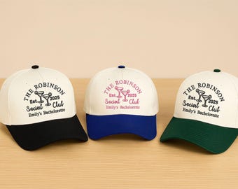 Custom Embroidered Bachelorette Trucker Hat, 90s Party Bride Cap, Personalized Retro Squad Hats, Custom Name Wedding Party Gift