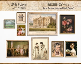 Regency Gallery Wanddrucke | Galeriewand „Stolz und Vorurteil“ | Wanddekoration sofort herunterladen