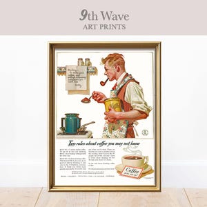 Retro Coffee Print, Retro Kitchen Print, Vintage Ad Instant Download Wall Decor, Printable Art