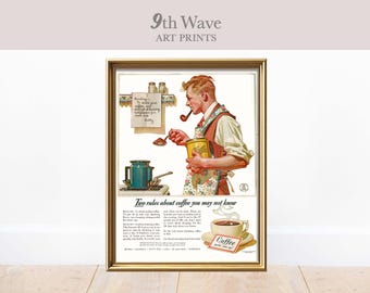Retro Coffee Print, Retro Kitchen Print, Vintage Ad Instant Download Wall Decor, Printable Art
