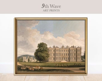 Pittura antica della casa padronale / Stampa vintage della casa di Longleat / Download istantaneo Decorazione della parete / Orgoglio e pregiudizio stampabile