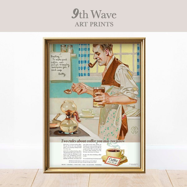 Retro Coffee Print, Retro Kitchen Print, Vintage Ad Instant Download Wall Decor, Printable Art