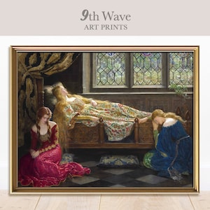 Antique Fairy Tale Wall Decor | Sleeping Beauty Print | Medieval Ladies Instant Download