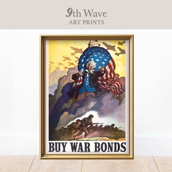 WW2 Poster, Buy Bonds Print, Vintage Ad Instant Download Wall Decor, Printable Art