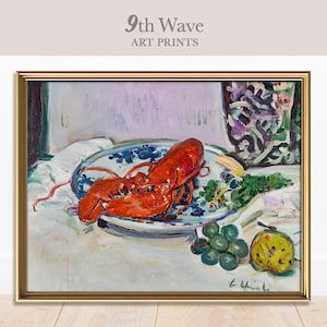 Lobster Wall Decor, Vintage Still life Printable Art, Instant Download Wall Decor, Kitchen decor, Restaurant Wall art, Seafood Art