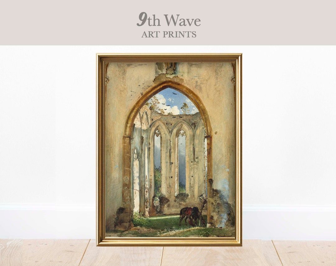 Gothic Cathedral Antique Printable, Catholic Cathedral Painting ...