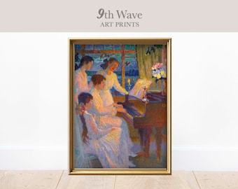 Vintage Interior Painting |  Music Print |  Instant Download Wall Decor | Victorian Woman playing piano | printable art