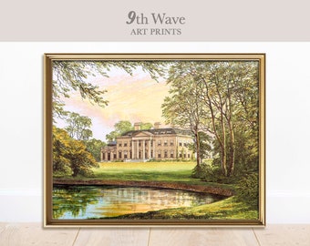 Pittura maniero antico / Stampa casa storica vintage / Download istantaneo Decorazione da parete