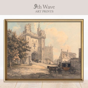 Medieval Castle Print, Vintage Landscape Print, Instant Download Wall Decor, Printable