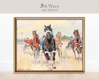 Horse Race Printable | Vintage Horses Print | Equestrian Gallery Wall Printable art