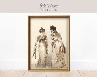 Vintage Regency Painting | Romantic Couple Print | Jane Austen Instant Download Wall Decor
