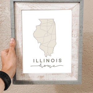 ILLINOIS MAP ART, Boho State Artwork, Download digitale