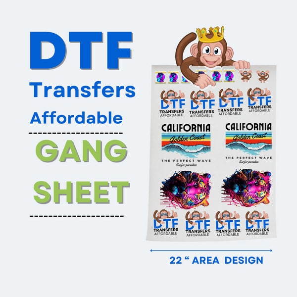 CUSTOM DTF TRANSFER - Custom Heat Transfer, Custom Dtf Print, Custom Gang Sheet, Dtf Gang Sheet, Hot Peel Dtf Transfer, 2.40 Usd sq/inch