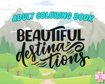 Printable Adult Coloring Book - (Destinations)
