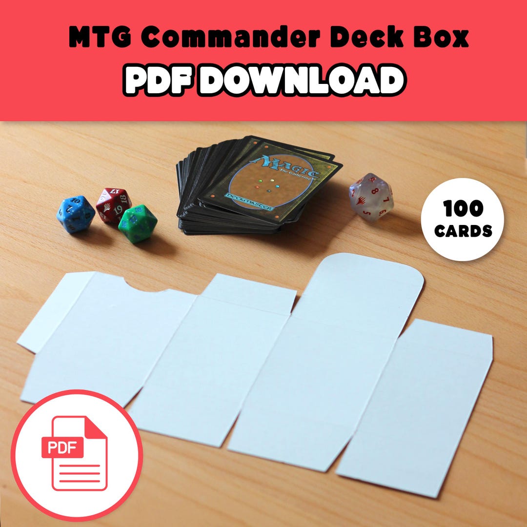 MTG Printable Commander Deck Box Template, Digital Download, 100 Card ...