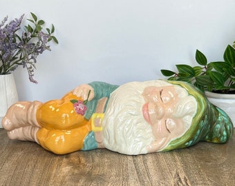 Vintage Sleeping Gnome Figurine - Large