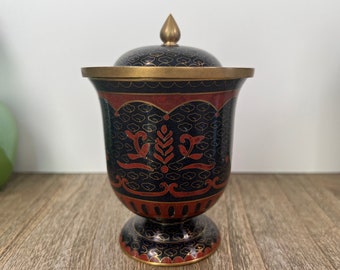 Vintage Black Cloisonne Urn