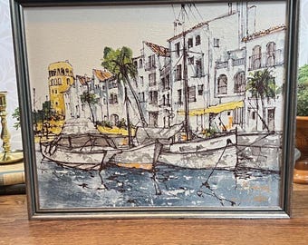 Bernard Dufour Flower Sellers, Signed Original Acrylic Painting on