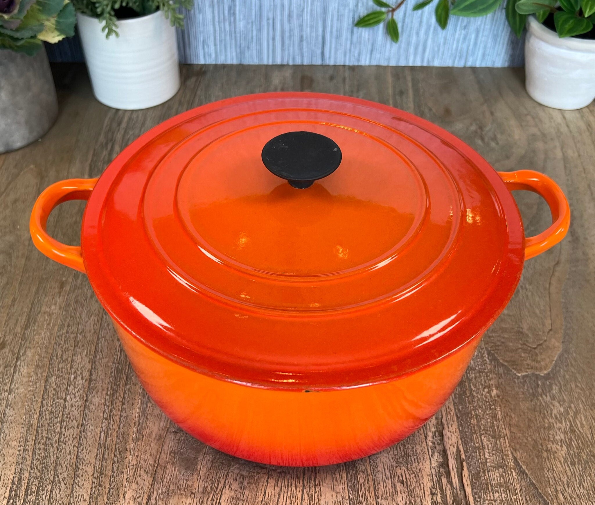 Vintage Le Creuset Dutch Oven - 4.5 Quart Flame Point Cast Iron - Etsy