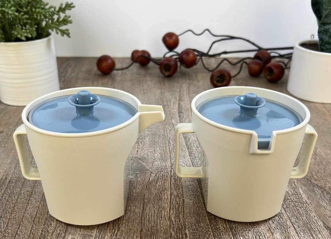 1990s Tupperware Sugar Bowl and Creamer Set Almond & Slate Etsy