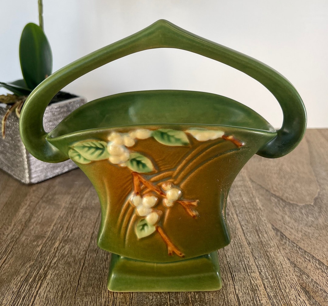 Rare Roseville Snowberry Vintage Vase Etsy