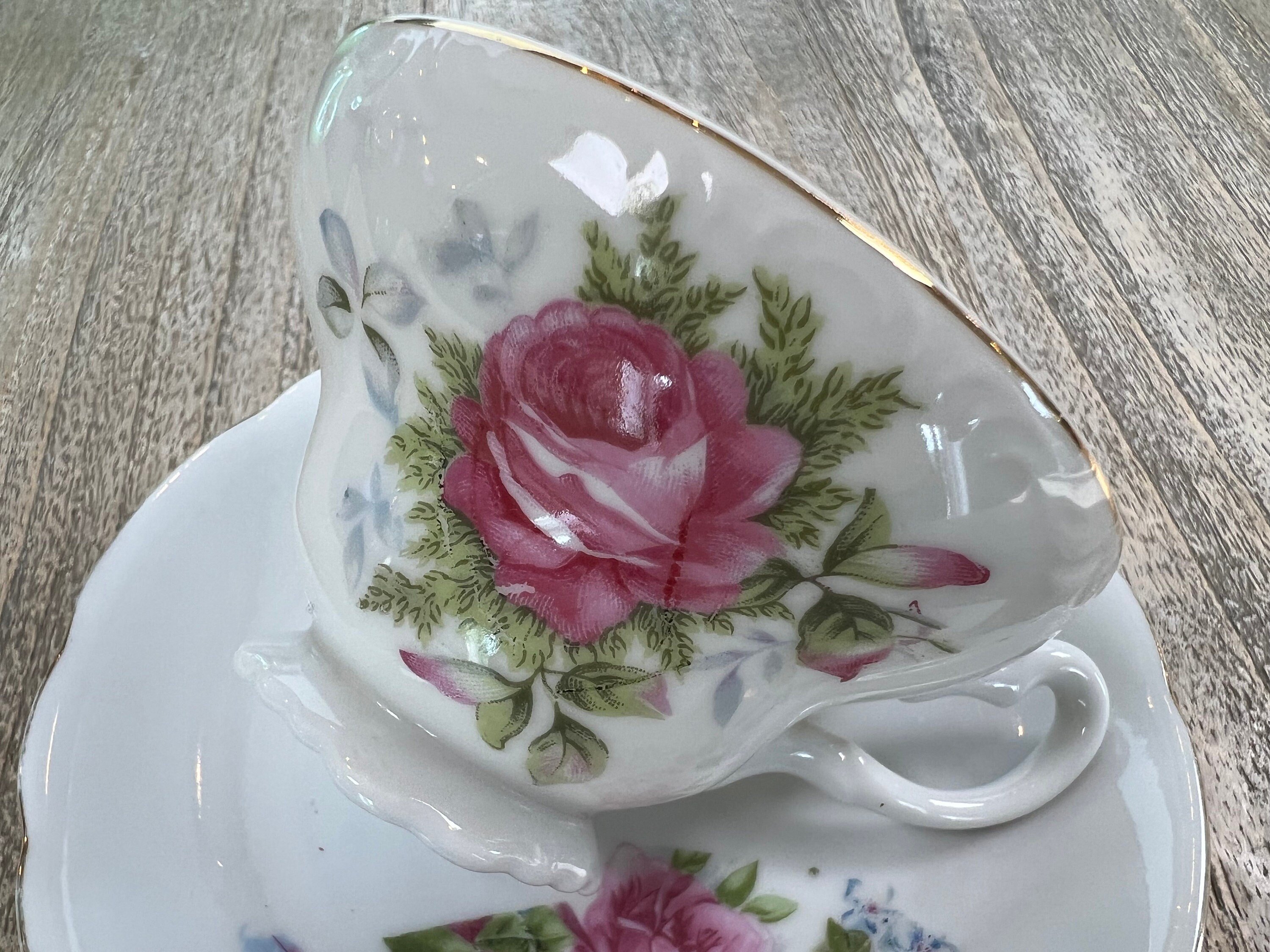 Vintage Japan Tea Cup Set - Pink Roses, Gold Rim - Etsy