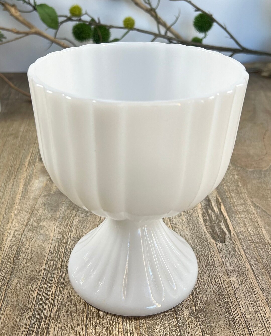Vintage Milk Glass Compote Dish With Pedestal Base Etsy