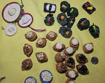 Miniature Mexican Food – Handmade Clay Miniatures – Ofrenda Decorations – Día de los Muertos Altar Food
