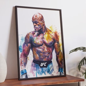 Set Of 4 Watercolor UFC Posters Printable, Conor McGregor, Jon Jones, Anderson Da Silva, Overeem, Wall Art, Digital Prints, MMA Poster Print image 3