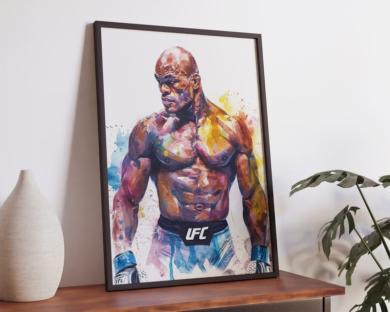 Set Of 4 Watercolor UFC Posters Printable, Conor McGregor, Jon Jones, Anderson Da Silva, Overeem, Wall Art, Digital Prints, MMA Poster Print image 3