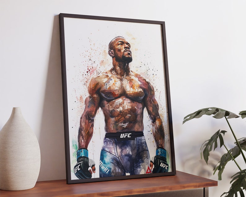 Set Of 4 Watercolor UFC Posters Printable, Conor McGregor, Jon Jones, Anderson Da Silva, Overeem, Wall Art, Digital Prints, MMA Poster Print image 5