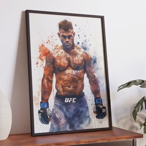 Set Of 4 Watercolor UFC Posters Printable, Conor McGregor, Jon Jones, Anderson Da Silva, Overeem, Wall Art, Digital Prints, MMA Poster Print image 2