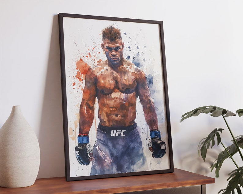 Set Of 4 Watercolor UFC Posters Printable, Conor McGregor, Jon Jones, Anderson Da Silva, Overeem, Wall Art, Digital Prints, MMA Poster Print image 2