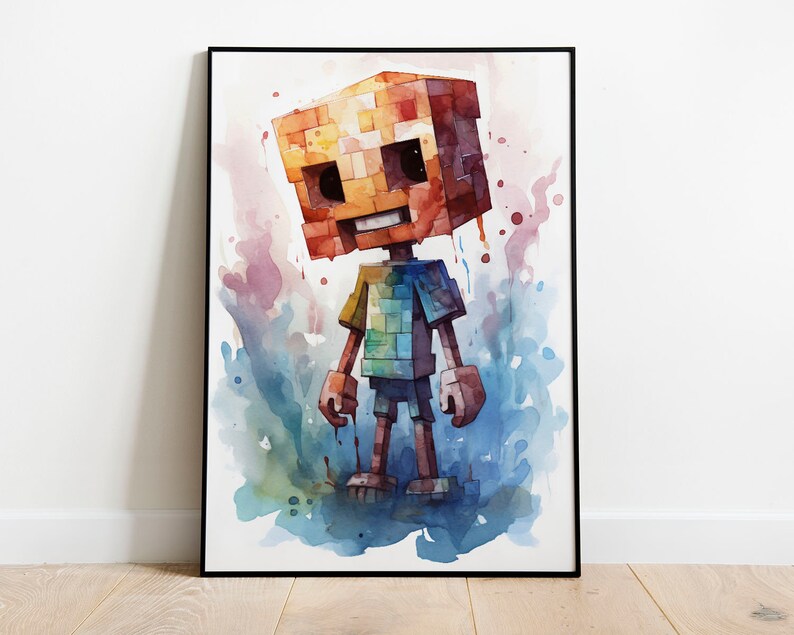 Game Poster Set Minecraft Wall Art, Nursery Decor, Creeper, Enderman