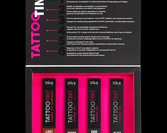 ZOLA TATTOO TINT Set 4 shades: Light Brown, Brown, Dark Grey, and Black, 15ml