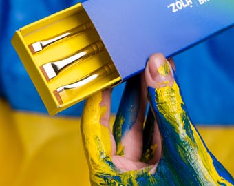 ZOLA Magic Brow Brushes Ukrainian Edition | Professional Eyebrow Brush Set | 3 Synthetic Brow Brushes for Tint & Henna