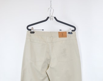 YVES SAINT LAURENT 90s Vintage Beige Logo Chino Pants