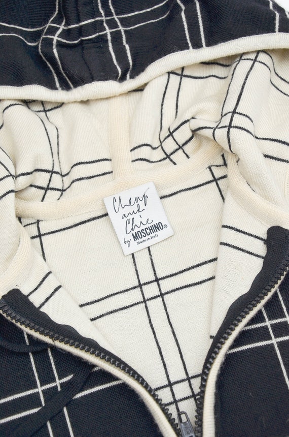 Vintage Moschino Check Zip Hoodie Jacket | Size IT 42 - Etsy