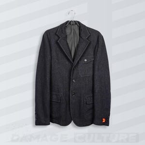 CP Company Tailor Made Wool Blazer Italy Grey Textured Workwear Jacket Size 50 L