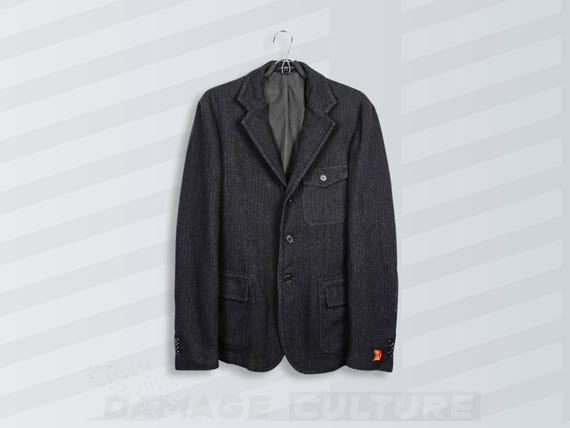 CP Company Tailor Made Wool Blazer Italy Grey Textured Workwear 