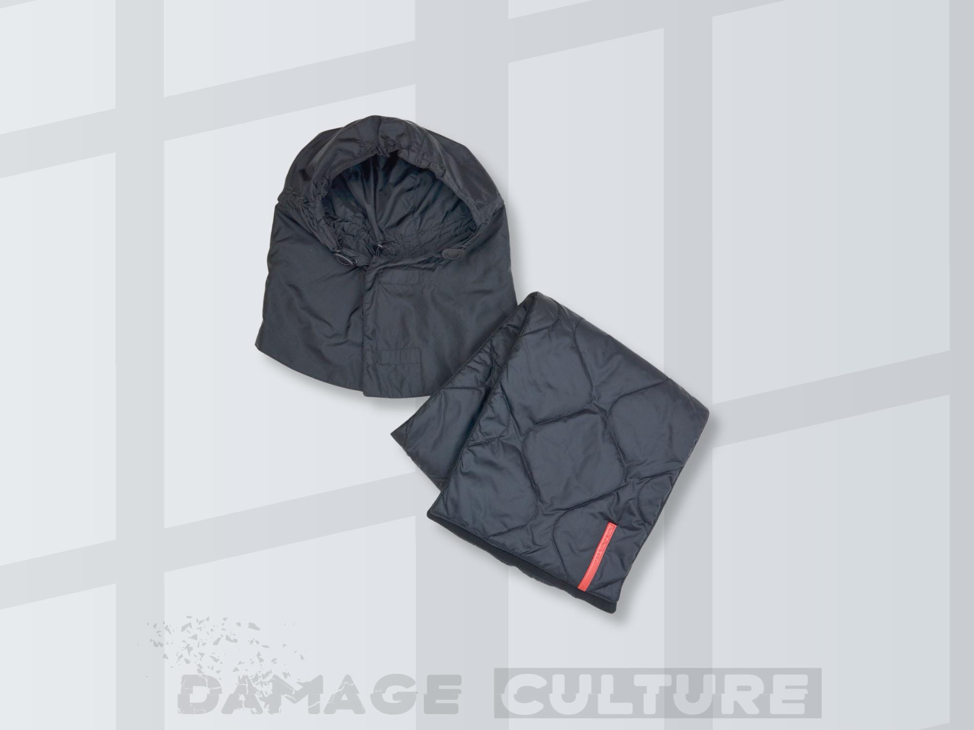 Prada Sport X Neil Barrett 2001 Archive Hood Scarf Set | Black