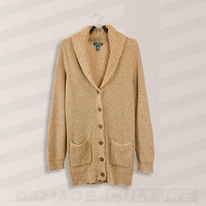 LRL Ralph Lauren Strickjacke mit Schalkragen - 100% Baumwolle Strukturstrick - Damen L