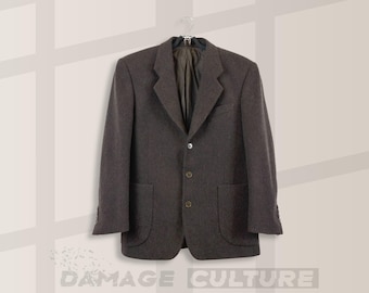 90s Yves Saint Laurent wool jacket グレー Vintage Yves Saint Laurent YSL Grey Striped Wool Preppy Sport Coat