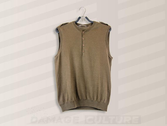 Neil Barrett, Neil Barrett Cotton Knit Henley Vest | Made in Italy | Size M