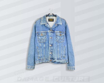 Wrangler Vintage Jeans Jacke in verblasstem Blau im Western Style
