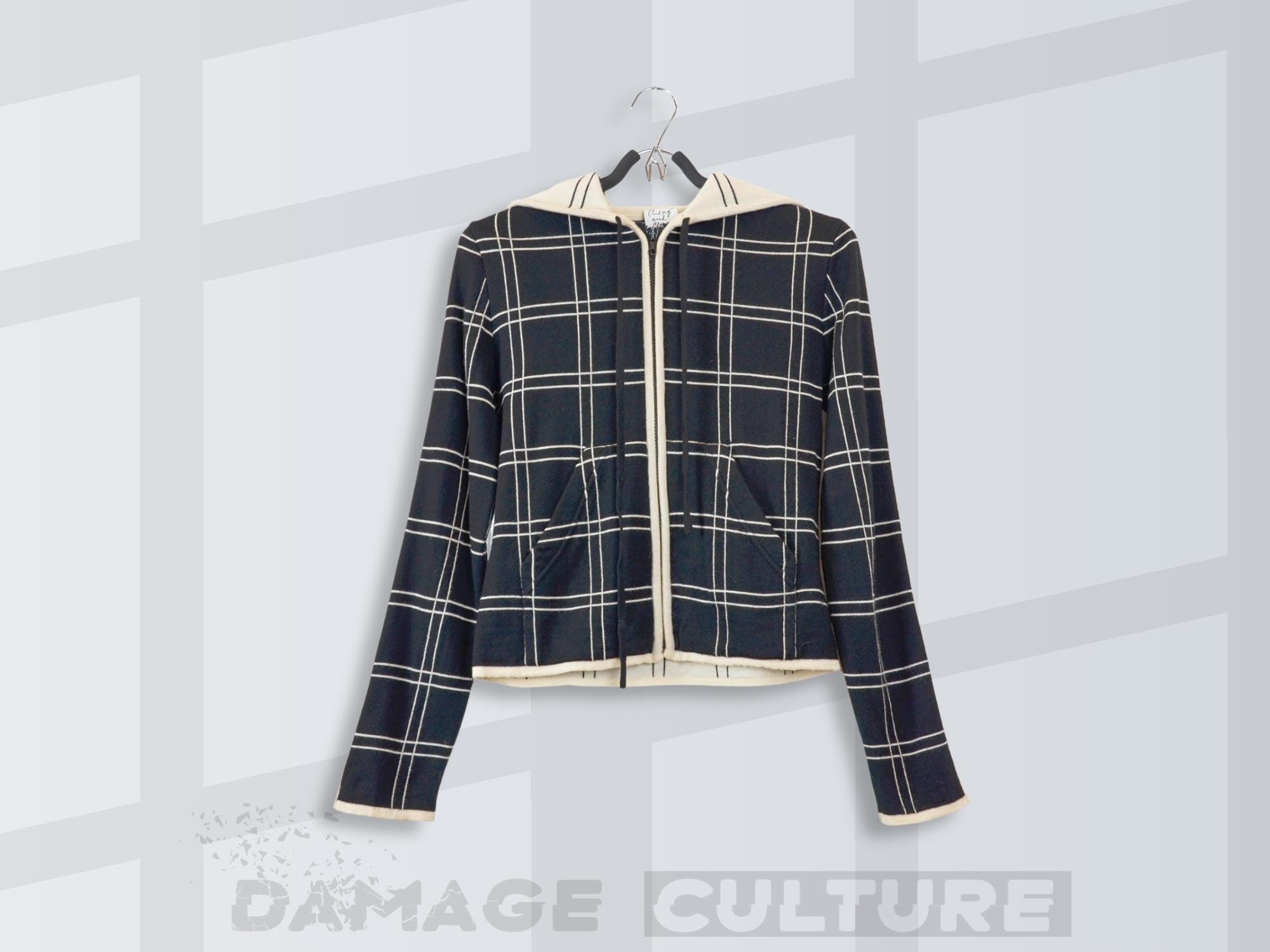 Vintage Moschino Check Zip Hoodie Jacket | Size IT 42 - Etsy