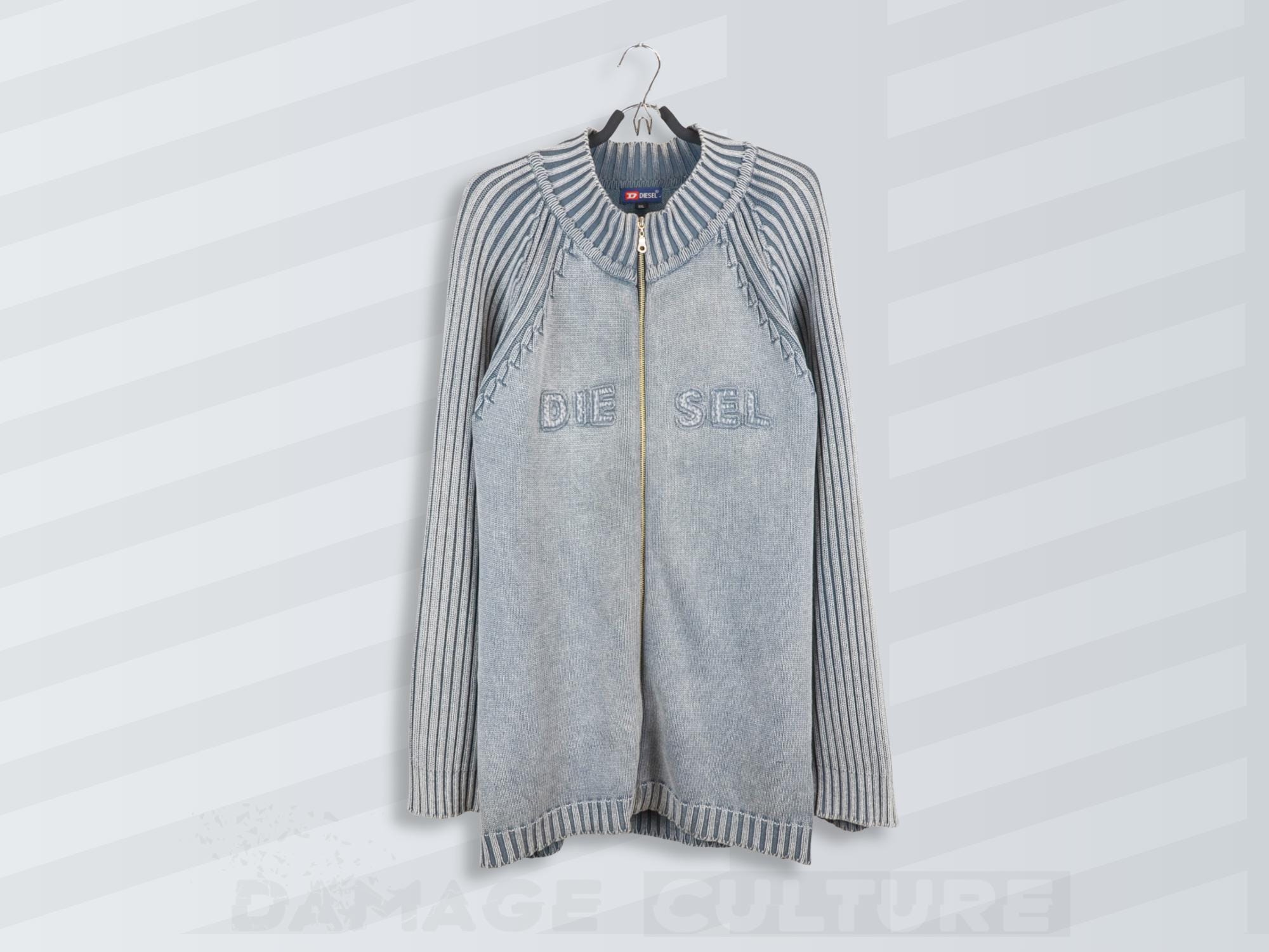 Vintage Diesel Knit Zip Sweater | Logo Cardigan | Size XXL - Etsy 