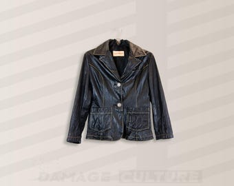 Vintage Leonardo Leather Blazer - Women's S/M, 90s Rock Chic