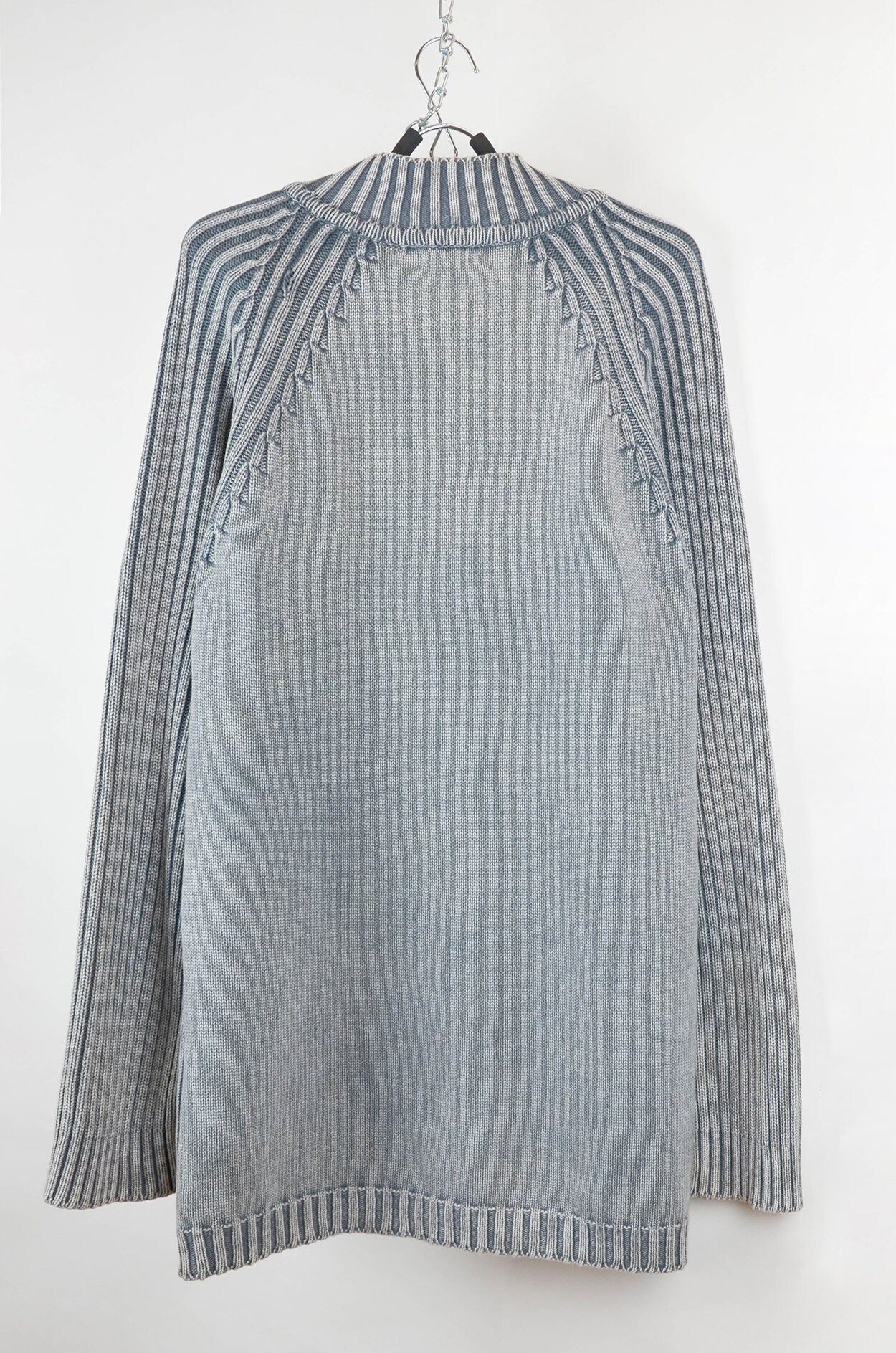 Vintage Diesel Knit Zip Sweater – Light Blue Logo Cardigan – Y2K